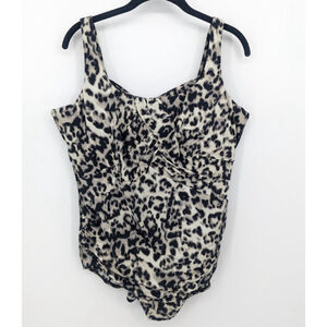 Lands End Swimsuit Plus‎ Size 18 DD Black Animal Print